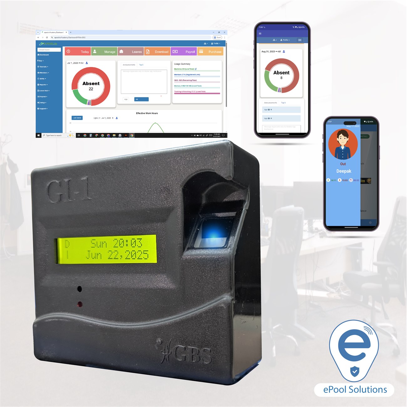 The ePool mobile app running on a phone